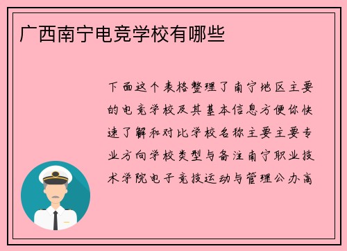 广西南宁电竞学校有哪些
